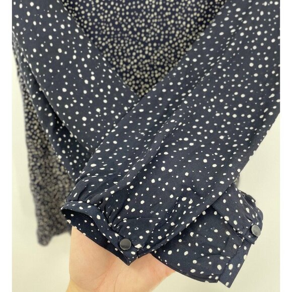 LOFT Petites Blue Polka Dot Boat Neck Lyocell Blend Long Sleeve Blouse Size SP - Picture 5 of 8